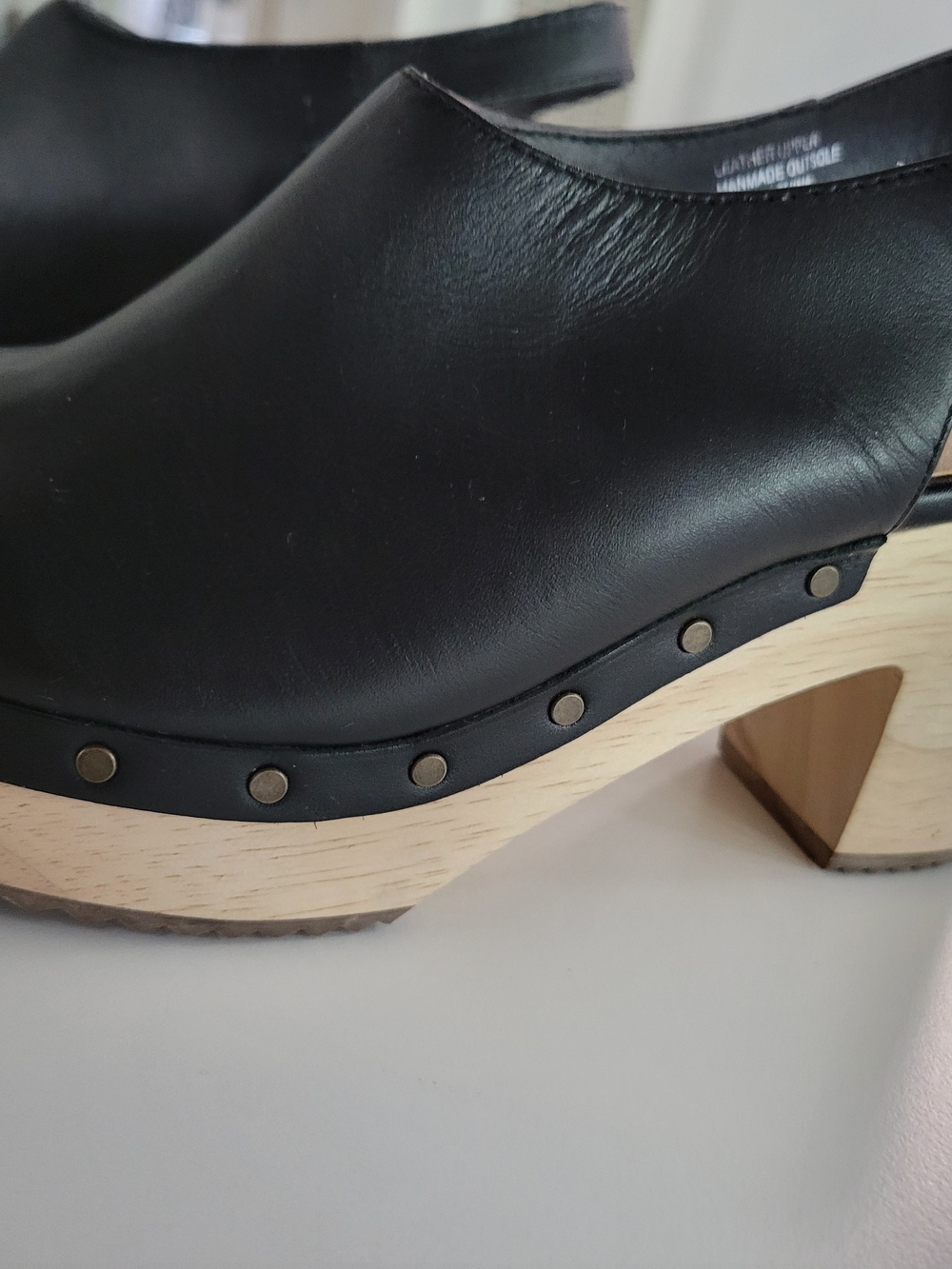 LOFT Black Leather Studded Clog Heels